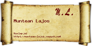 Muntean Lajos névjegykártya